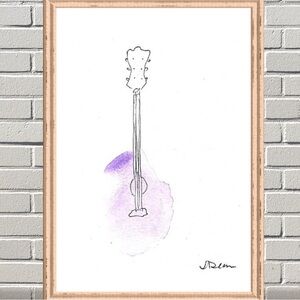 8x10" Watercolor Print purple Guitar